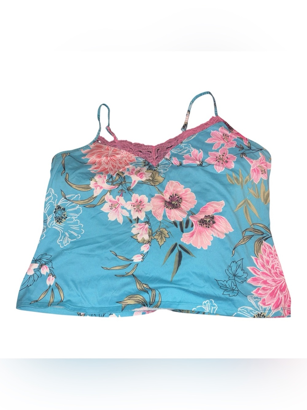 Floral Lace-Trim Cami Tank Top & Short pj set